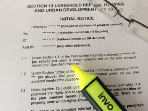 Freehold Purchase Section 13 Notice